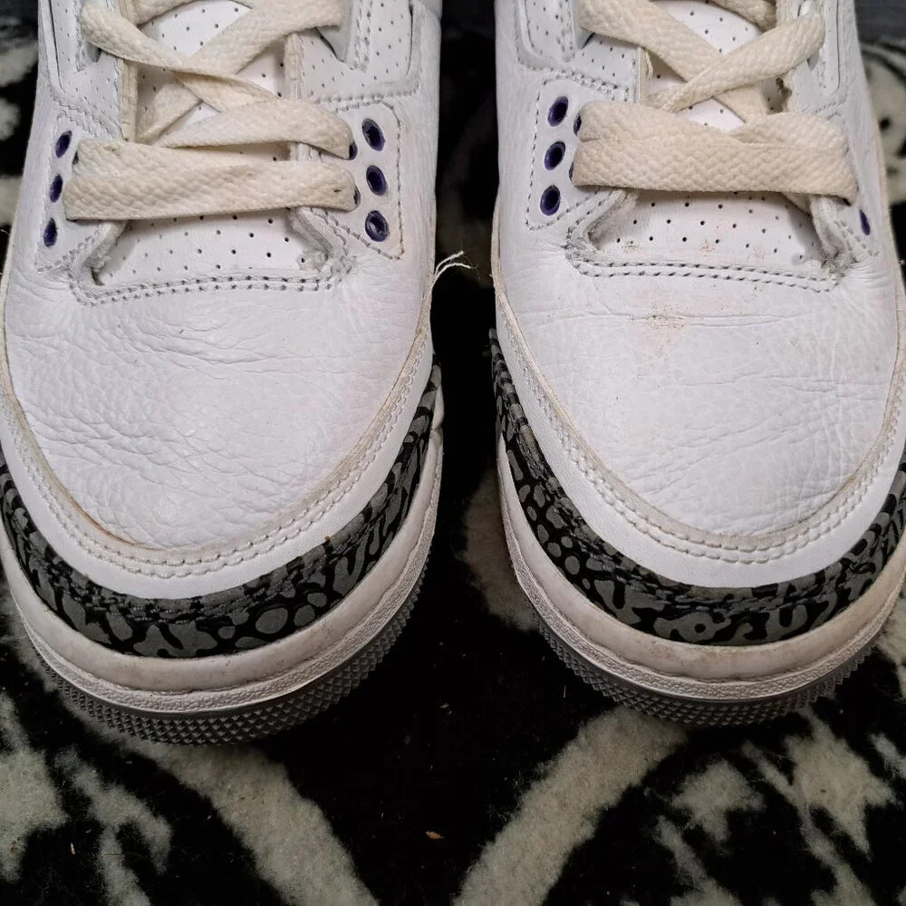 %Nike Size 5.5Y Air Jordan 3 Retro GS DM0967-105 White Purple AJ6